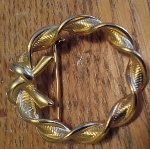 Elegant Gold and Silver Leaf Brooch